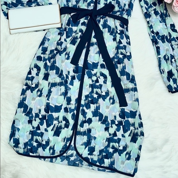 BCBGMaxAzria Blue and White Long Sleeve Dress - Picture 4 of 7